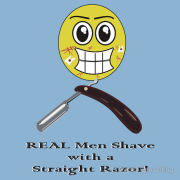 REAL men chave with a straight razor! (scratches, cuts, toilet paper. smiley
